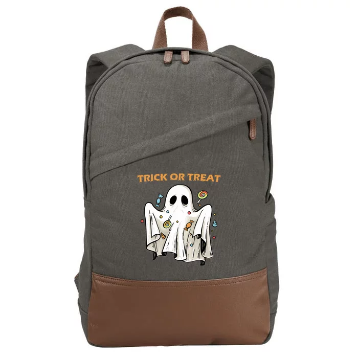 Trick Or Treat Candy Ghost Halloween Cotton Canvas Backpack