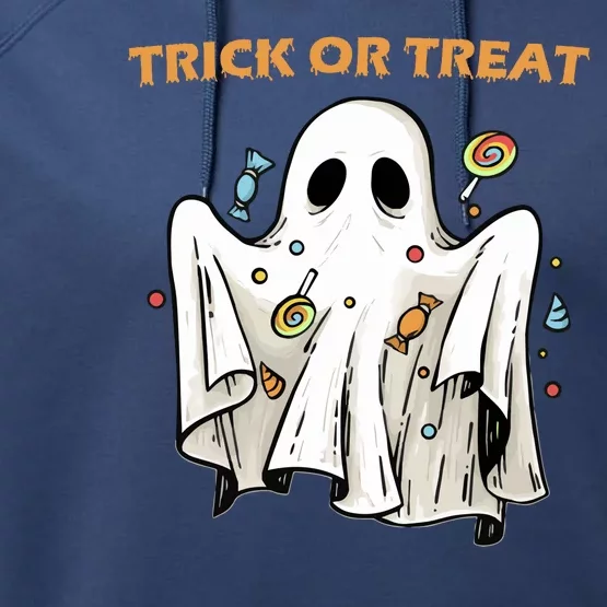 Trick Or Treat Candy Ghost Halloween Performance Fleece Hoodie