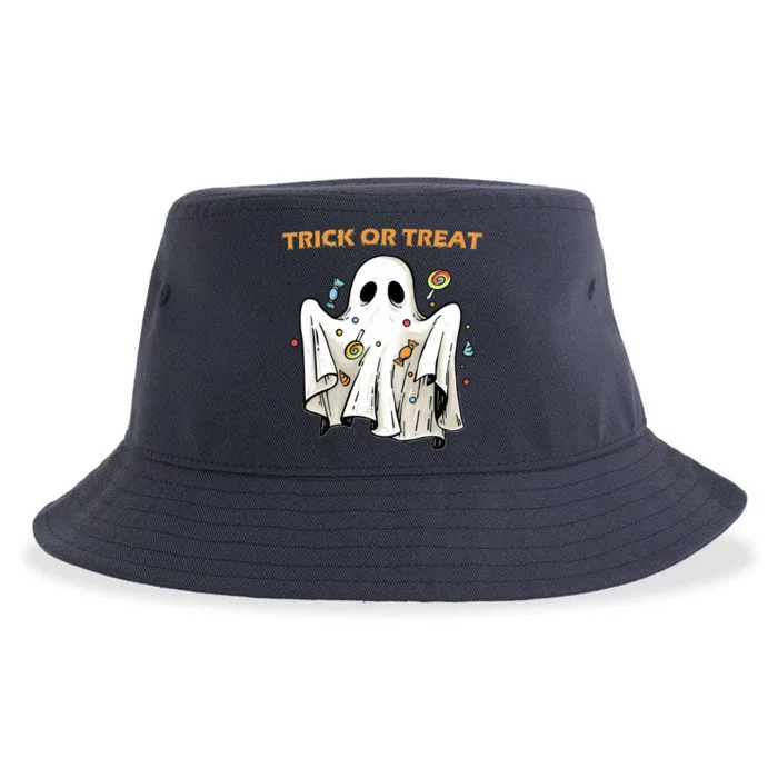 Trick Or Treat Candy Ghost Halloween Sustainable Bucket Hat