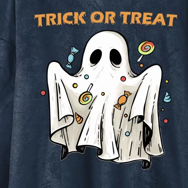 Trick Or Treat Candy Ghost Halloween Hooded Wearable Blanket