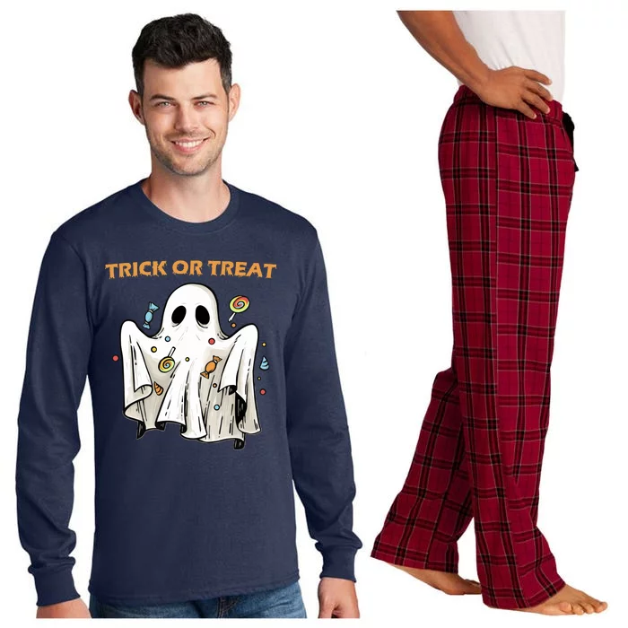 Trick Or Treat Candy Ghost Halloween Long Sleeve Pajama Set