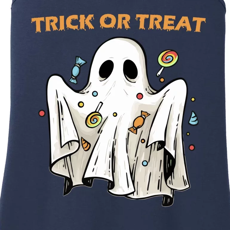 Trick Or Treat Candy Ghost Halloween Ladies Essential Tank