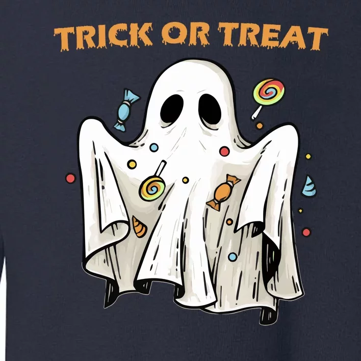 Trick Or Treat Candy Ghost Halloween Toddler Sweatshirt