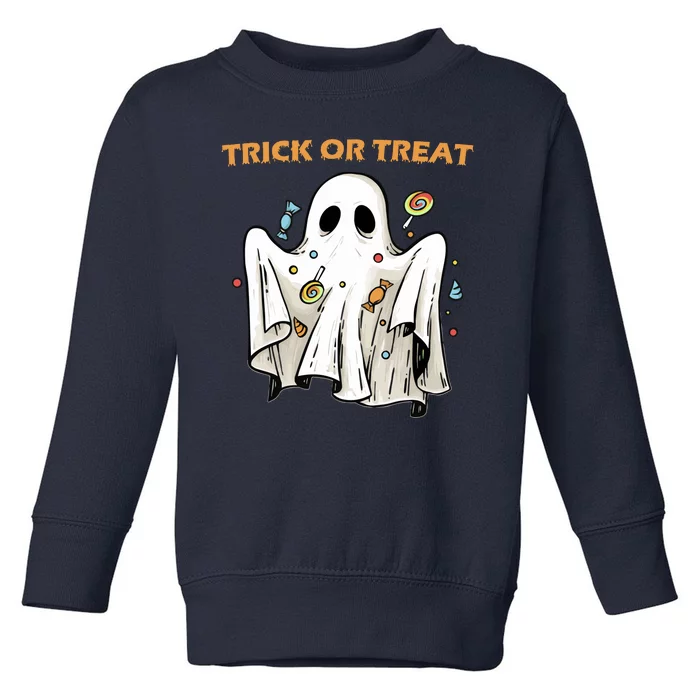 Trick Or Treat Candy Ghost Halloween Toddler Sweatshirt