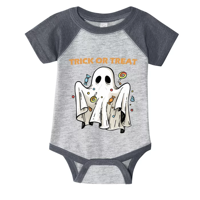 Trick Or Treat Candy Ghost Halloween Infant Baby Jersey Bodysuit