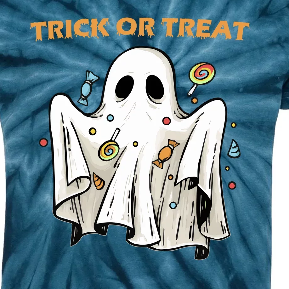 Trick Or Treat Candy Ghost Halloween Kids Tie-Dye T-Shirt