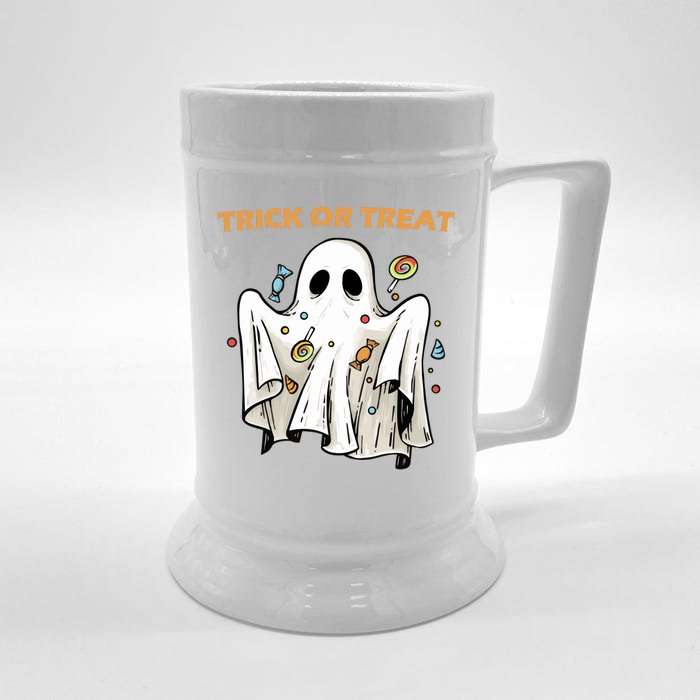 Trick Or Treat Candy Ghost Halloween Front & Back Beer Stein