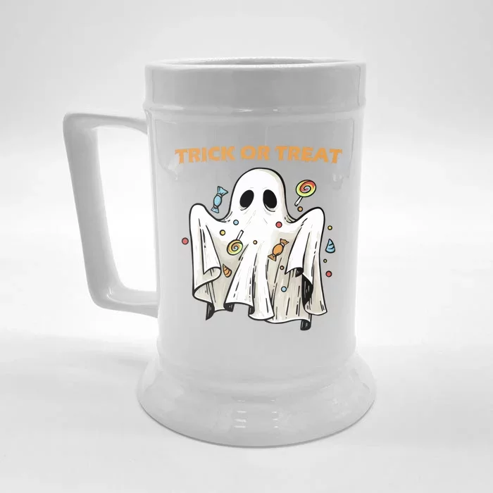 Trick Or Treat Candy Ghost Halloween Front & Back Beer Stein