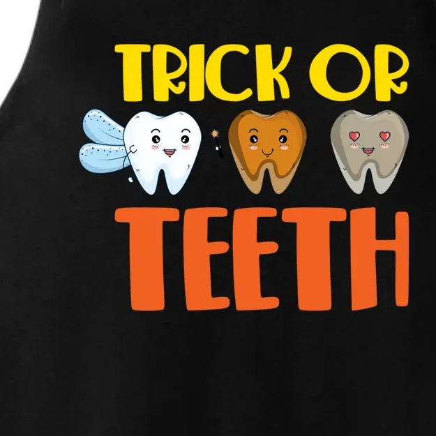 Trick Or Teeth Funny Halloween Dentist Dental Hygienist Gift Ladies Tri-Blend Wicking Tank