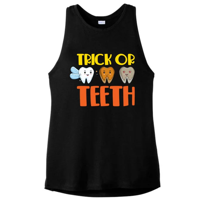 Trick Or Teeth Funny Halloween Dentist Dental Hygienist Gift Ladies Tri-Blend Wicking Tank