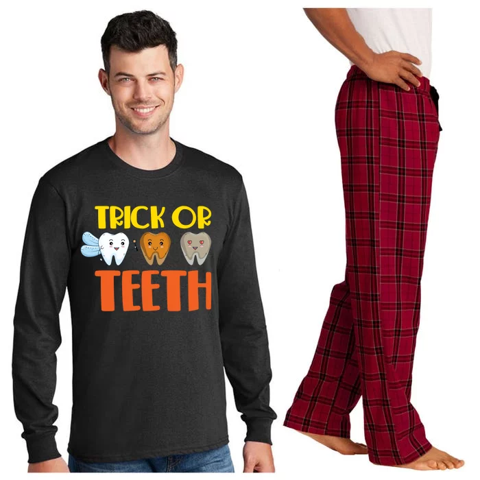 Trick Or Teeth Funny Halloween Dentist Dental Hygienist Gift Long Sleeve Pajama Set