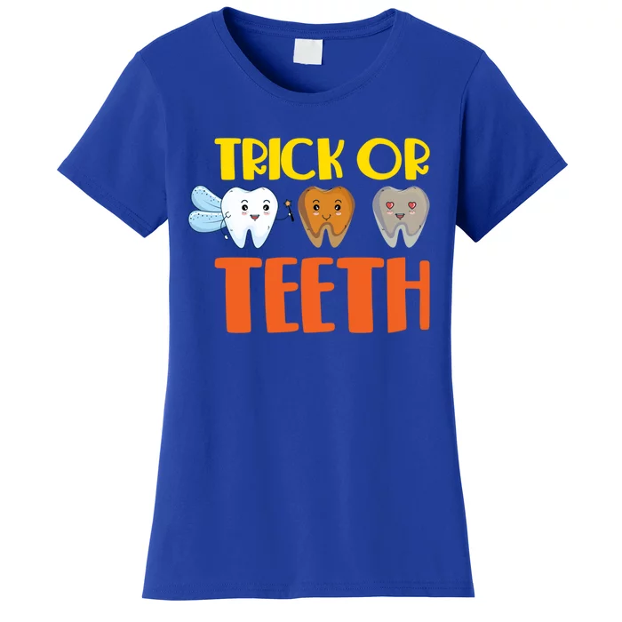 Trick Or Teeth Funny Halloween Dentist Dental Hygienist Gift Women's T-Shirt