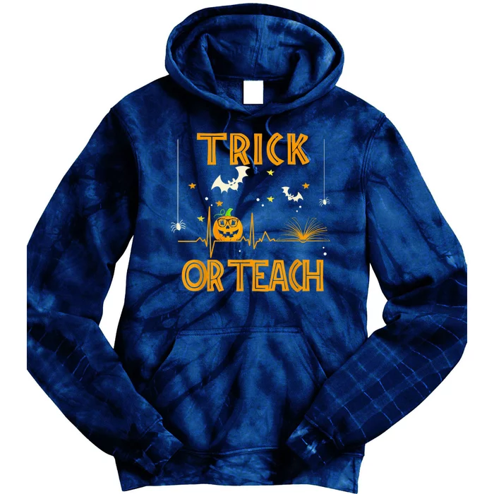 Trick or Teach Floral Groovy Halloween Teacher Retro Ghost Tie Dye Hoodie