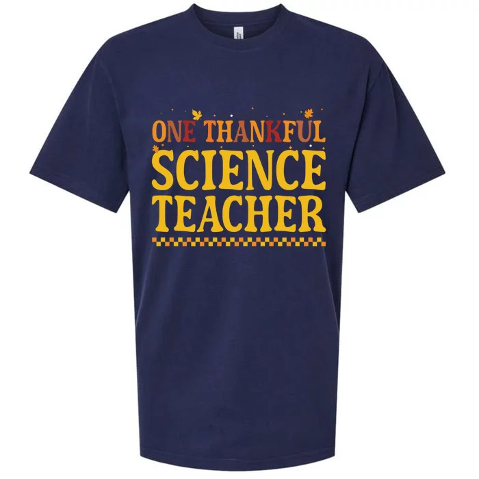 Thanksgiving One Thankful Science Teacher Gift Sueded Cloud Jersey T-Shirt