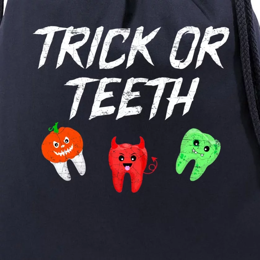 Trick Or Teeth Funny Halloween Dentist Dental Hygienist Gift Drawstring Bag