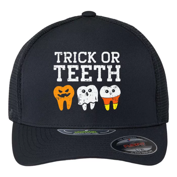 Trick Or Teeth Funny Dental Halloween Treat Dentist Flexfit Unipanel Trucker Cap