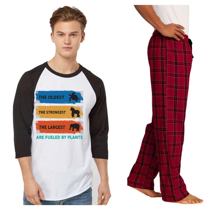 The Oldest The Strongest The Largest Fuelled By Plants Vegan Gift Raglan Sleeve Pajama Set