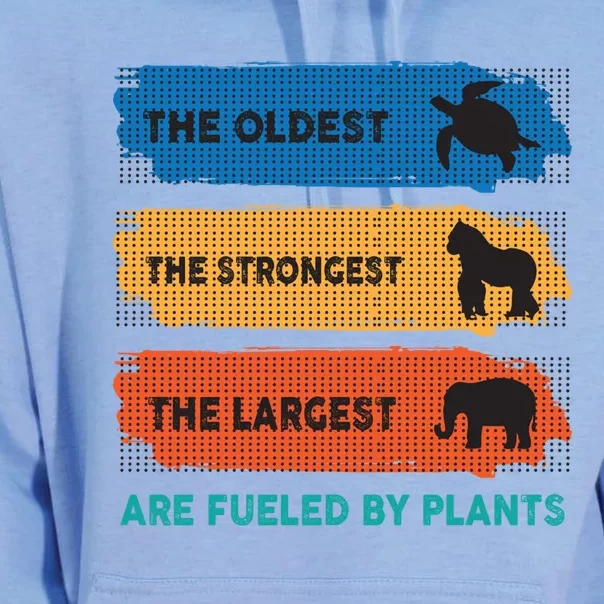 The Oldest The Strongest The Largest Fuelled By Plants Vegan Gift Unisex Surf Hoodie