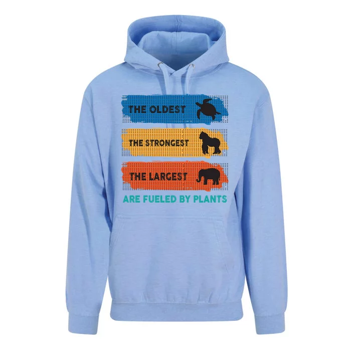 The Oldest The Strongest The Largest Fuelled By Plants Vegan Gift Unisex Surf Hoodie