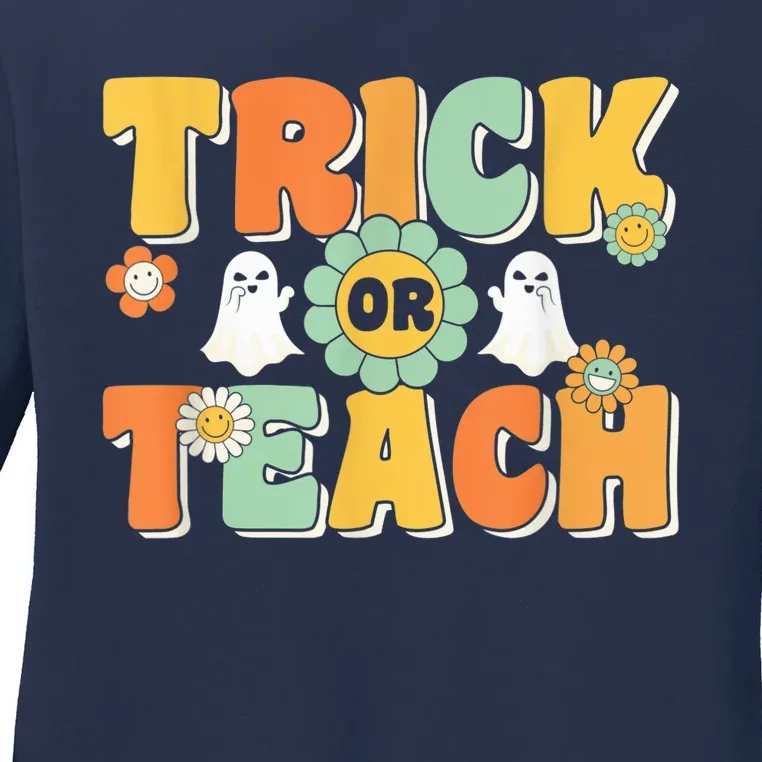 Trick Or Teach Funny Teacher Halloween Costume Teacher Ladies Long Sleeve Shirt