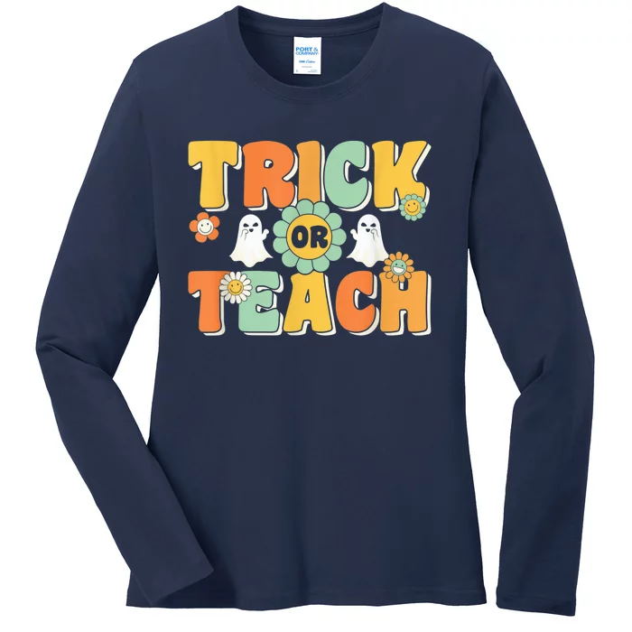 Trick Or Teach Funny Teacher Halloween Costume Teacher Ladies Long Sleeve Shirt