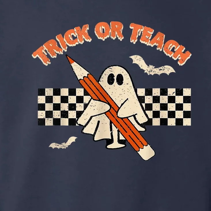 Trick Or Teach Cute Boo Pencil Plaid Background Halloween Toddler Hoodie