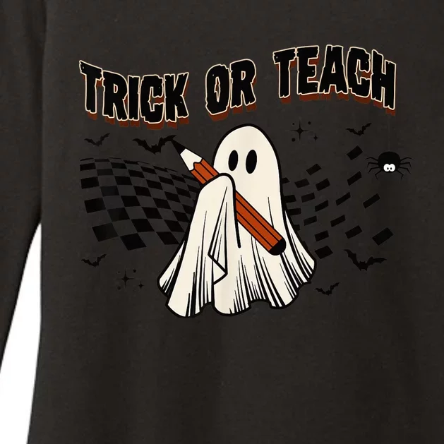 Trick Or Teach Funny Teacher Halloween Cute Ghost Costume Womens CVC Long Sleeve Shirt