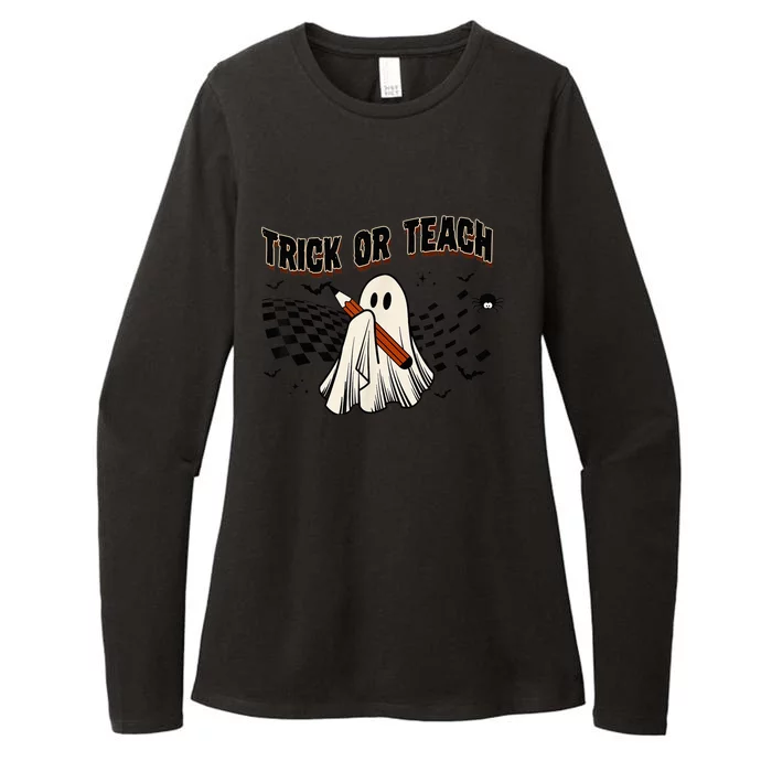 Trick Or Teach Funny Teacher Halloween Cute Ghost Costume Womens CVC Long Sleeve Shirt