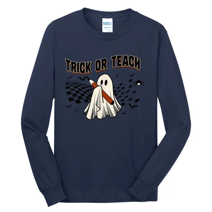 Trick Or Teach Funny Teacher Halloween Cute Ghost Costume Tall Long Sleeve T-Shirt