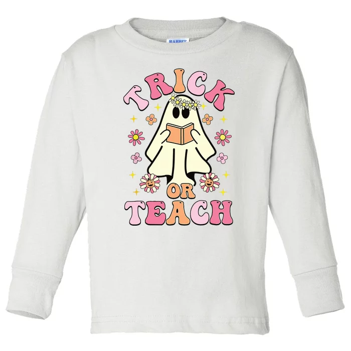 Trick Or Teach Funny Teacher Happy Halloween Costume Gifts Toddler Long Sleeve Shirt