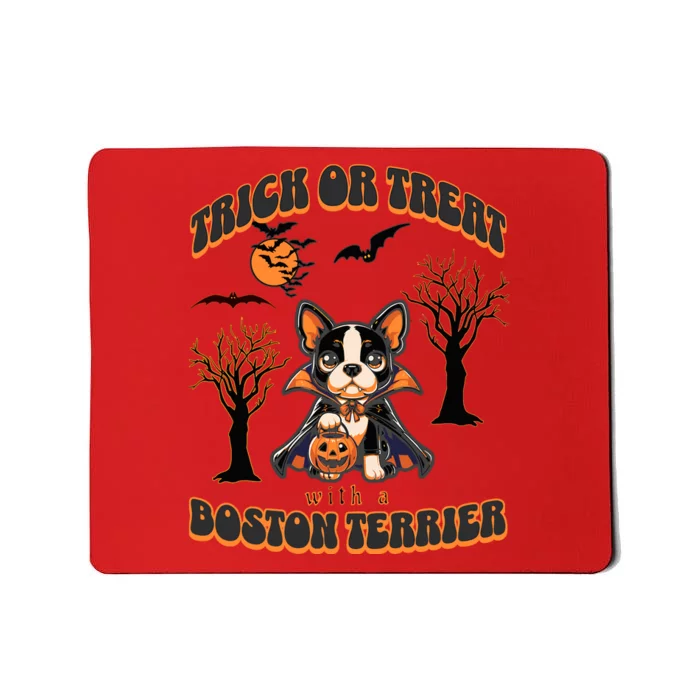 Trick Or Treat With A Boston Terrier Halloween Graphic Mousepad