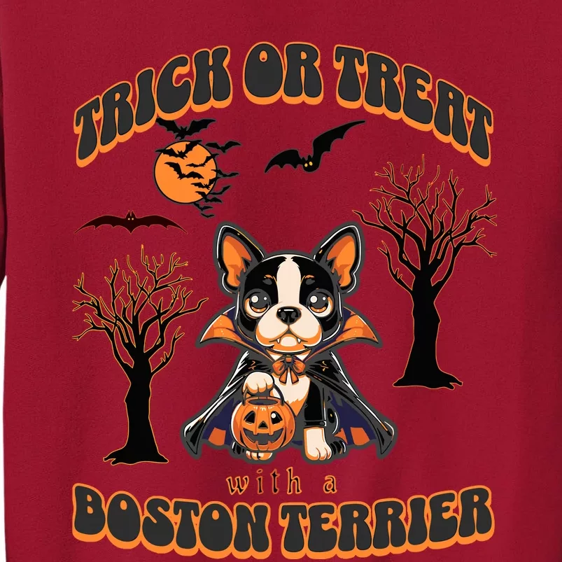 Trick Or Treat With A Boston Terrier Halloween Graphic Tall Sweatshirt