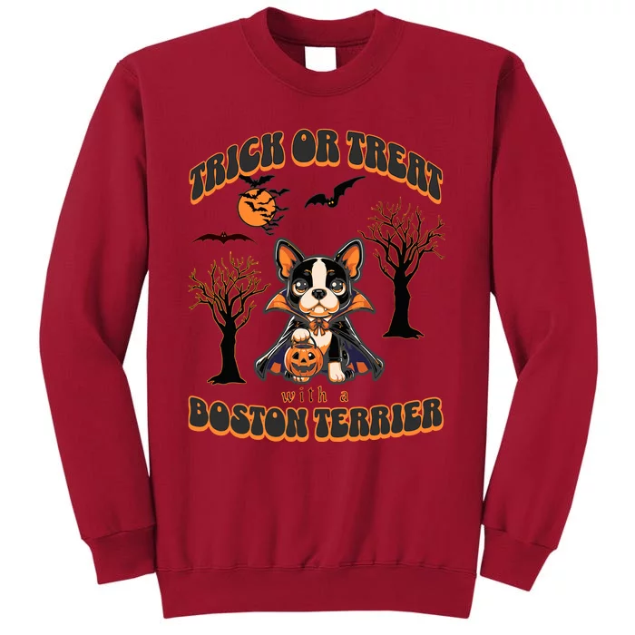 Trick Or Treat With A Boston Terrier Halloween Graphic Tall Sweatshirt