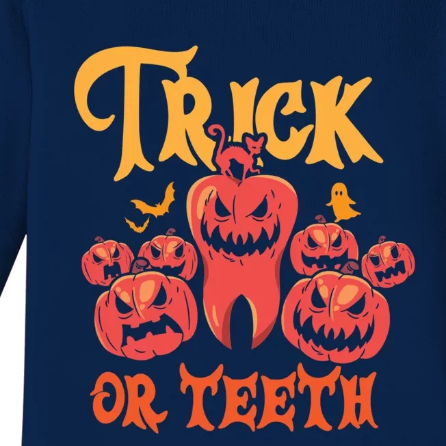 Trick Or Teeth Halloween Costume Dentist Gift Baby Long Sleeve Bodysuit