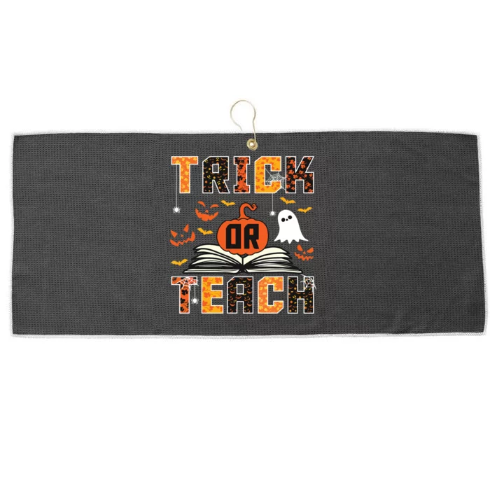 Trick Or Teach Retro Halloween Teacher Costume Large Microfiber Waffle Golf Towel