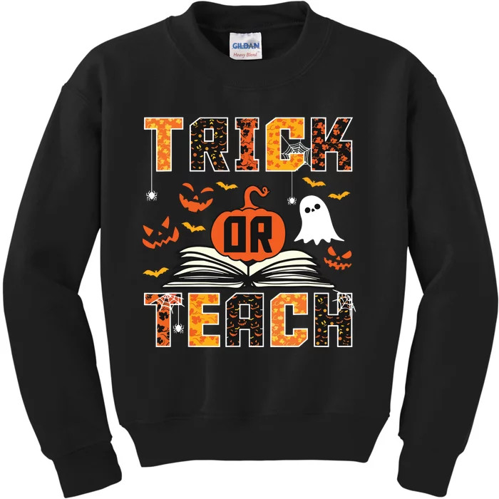 Trick Or Teach Retro Halloween Teacher Costume Kids Sweatshirt