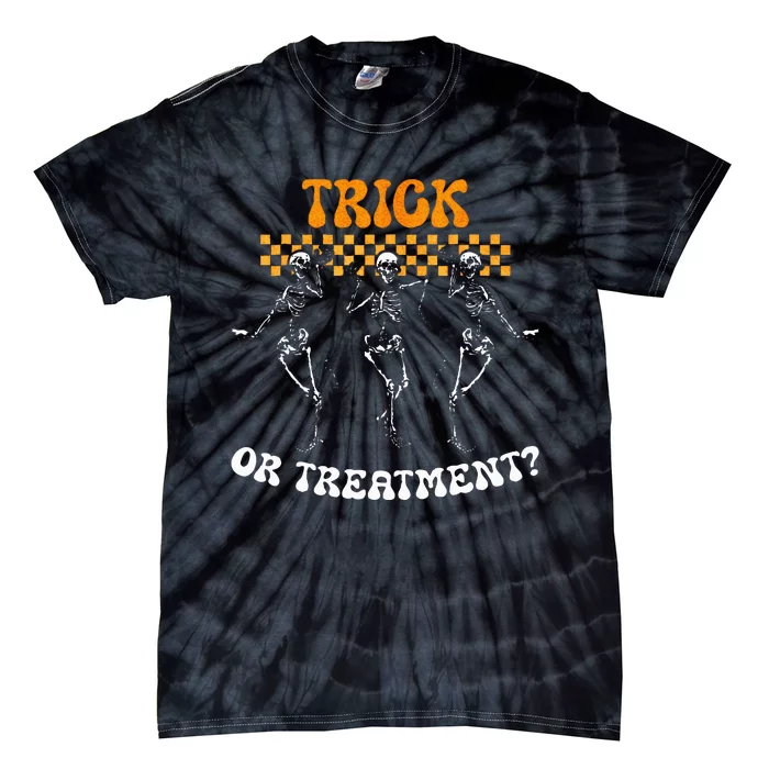 Trick Or Treatment Physical Therapy Skeleton PT Halloween Tie-Dye T-Shirt