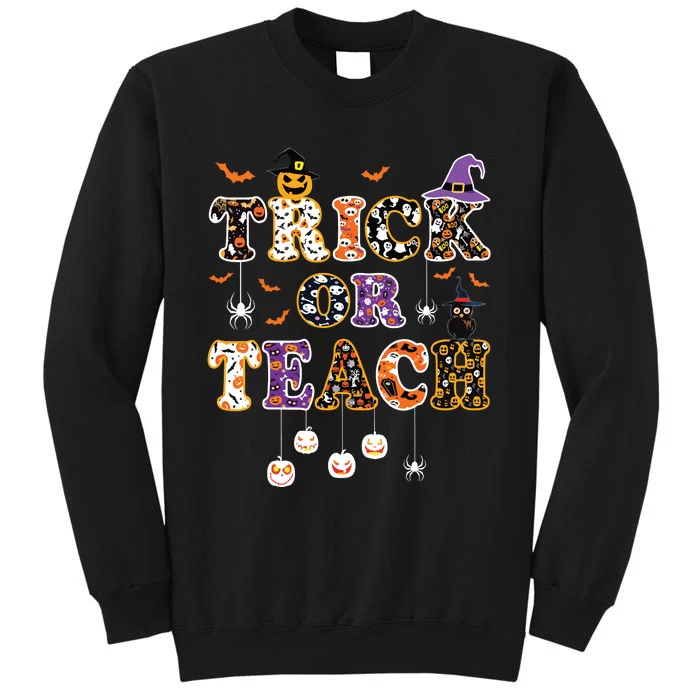 Trick Or Teach Retro Halloween Teacher Costume Tall Sweatshirt