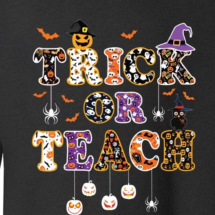 Trick Or Teach Retro Halloween Teacher Costume Toddler Sweatshirt