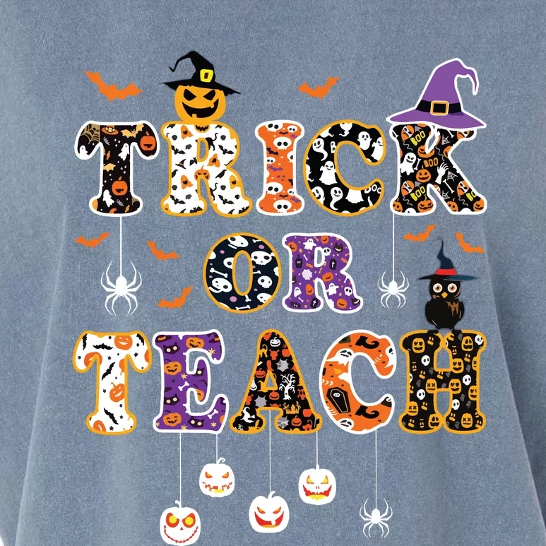 Trick Or Teach Retro Halloween Teacher Costume Garment-Dyed Women's Muscle Tee