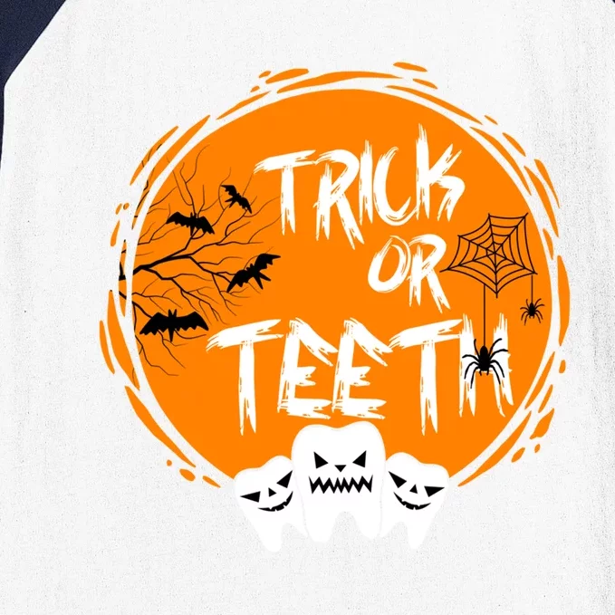 Trick Or Teeth Halloween Dentist Dental Hygienist Cool Gift Baseball Sleeve Shirt