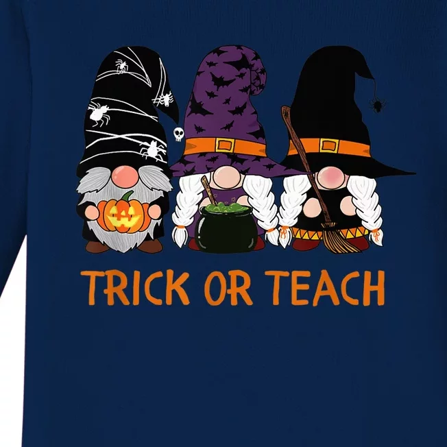 Trick Or Teach, Teacher Halloween, Gnome Holiday Halloween Baby Long Sleeve Bodysuit