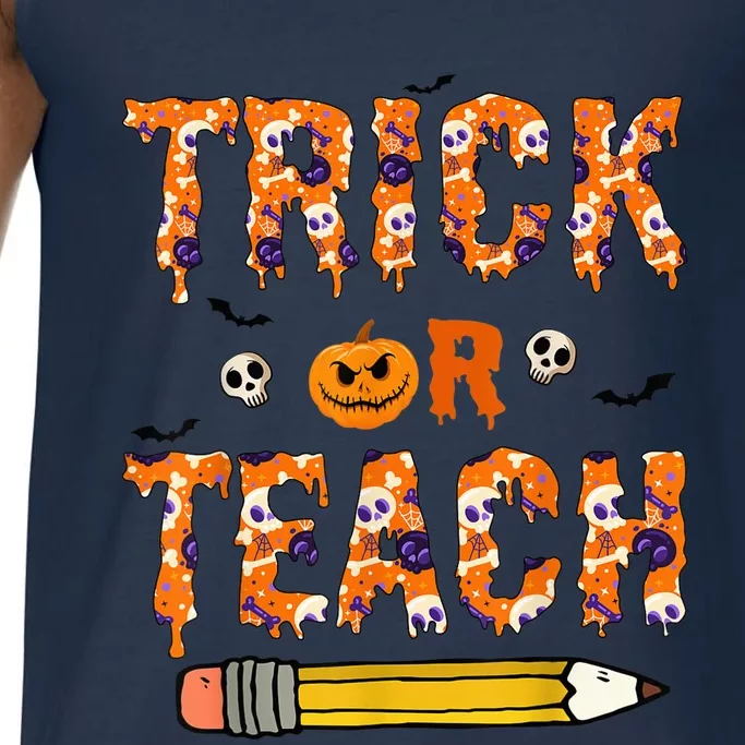 Trick Or Teach Funny Teacher Halloween Costume Pumpkin Ghost Comfort Colors® Tank Top