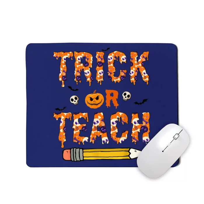 Trick Or Teach Funny Teacher Halloween Costume Pumpkin Ghost Mousepad