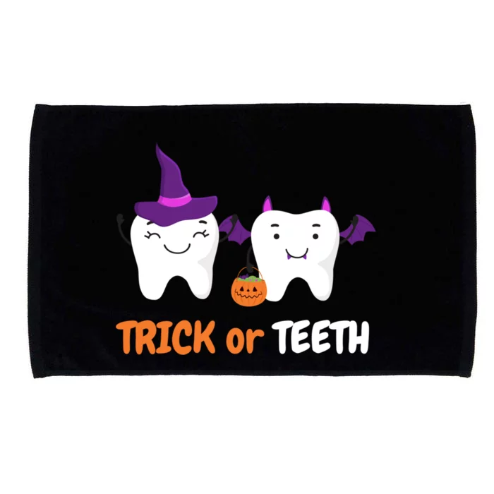 Trick Or Teeth Treat Funny Dental Halloween Dentist Cool Gift Microfiber Hand Towel