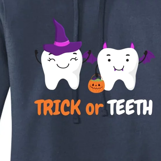 Trick Or Teeth Treat Funny Dental Halloween Dentist Cool Gift Women's Pullover Hoodie