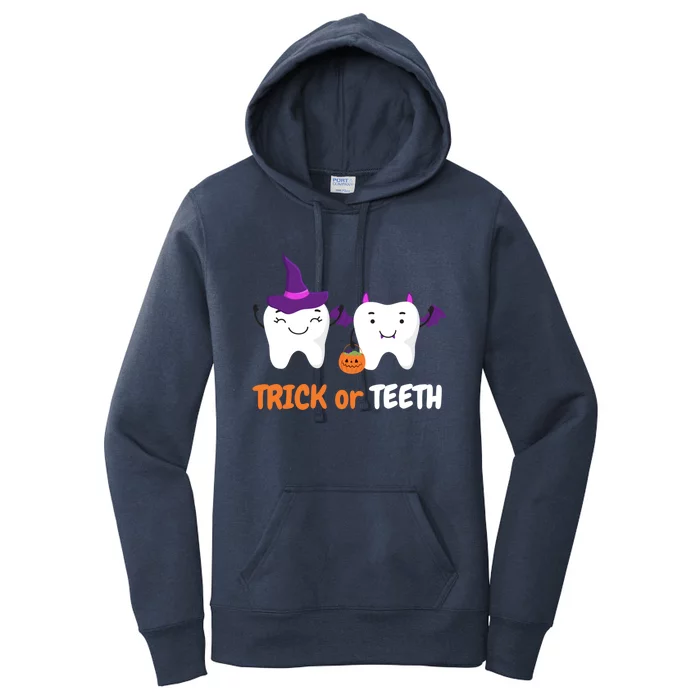 Trick Or Teeth Treat Funny Dental Halloween Dentist Cool Gift Women's Pullover Hoodie