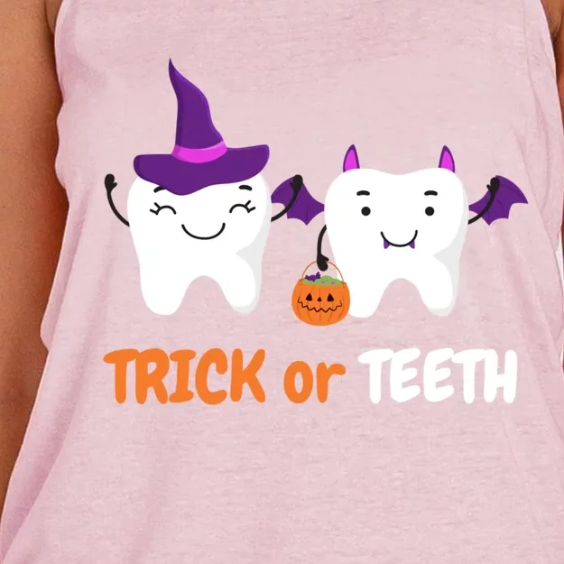 Trick Or Teeth Treat Funny Dental Halloween Dentist Cool Gift Women's Knotted Racerback Tank