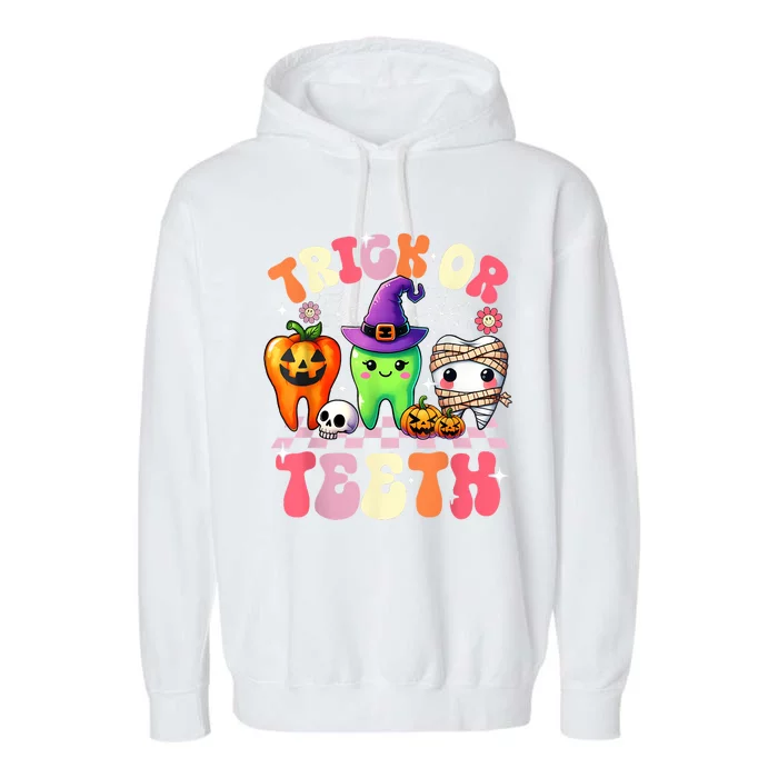 Trick Or Teeth Halloween Dentist Dental Hygienist Assistant Garment-Dyed Fleece Hoodie