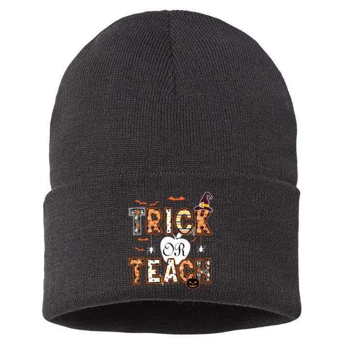 Trick Or Teach Retro Halloween Teacher Costume Sustainable Knit Beanie